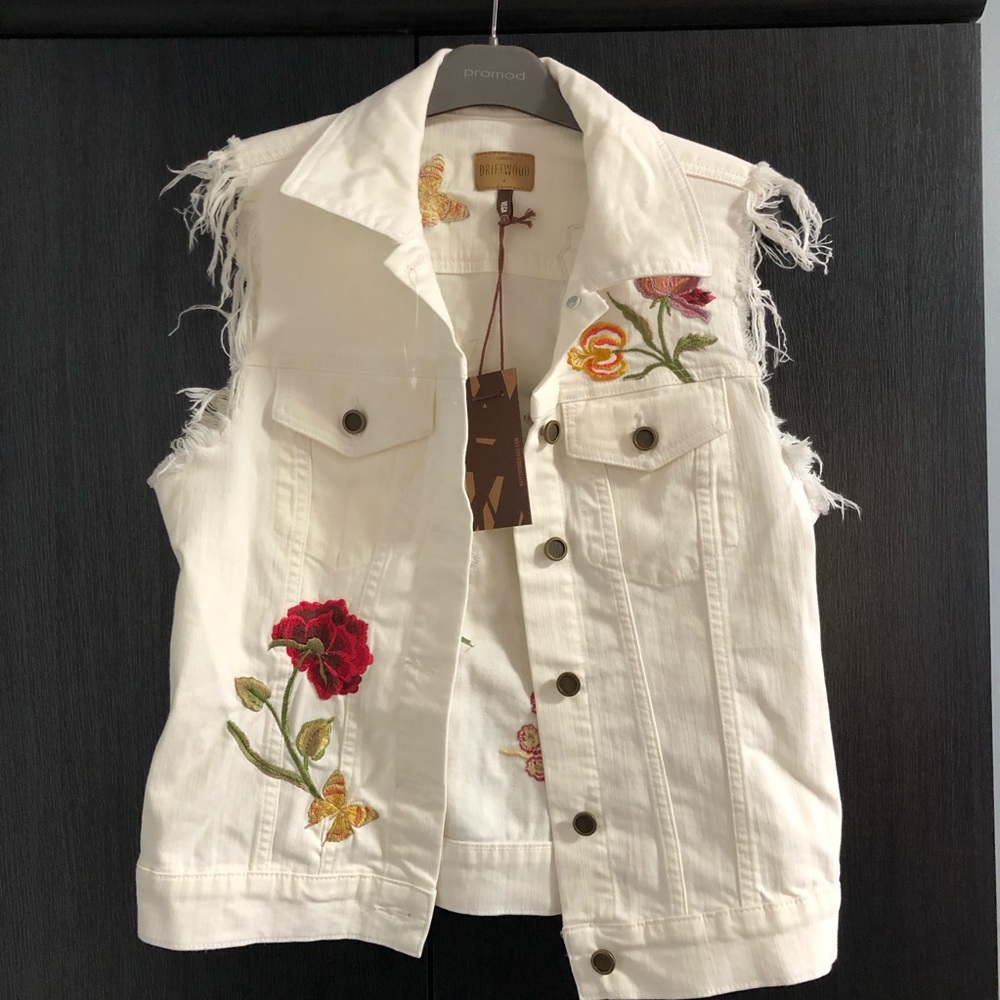 Driftwood Embroidered Jean Vest
